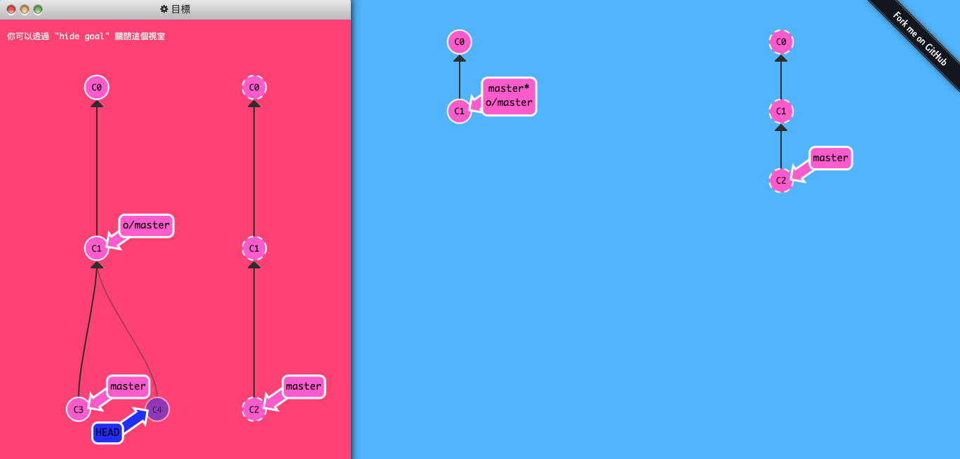 Git 練習遊戲_learngitbranching-6-Push & Pull — Git Remotes!-2-remote branch （遠端分支）-3