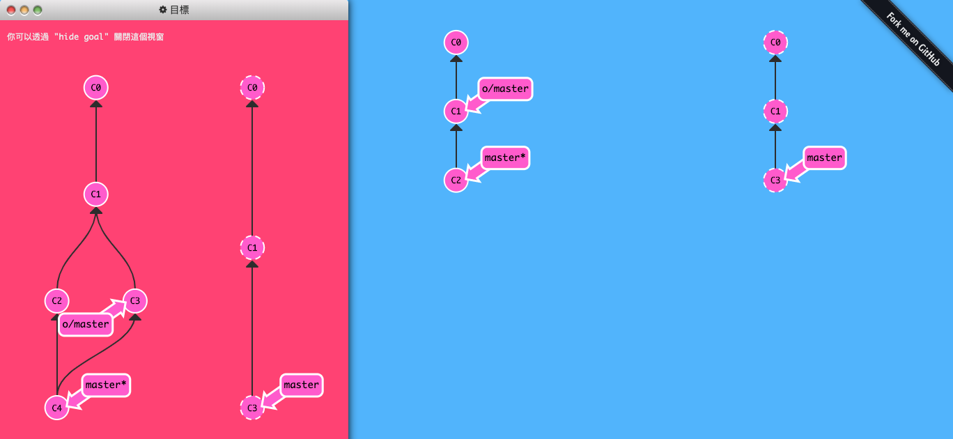 Git 練習遊戲_learngitbranching-6-Push & Pull — Git Remotes!-4-git pull-5